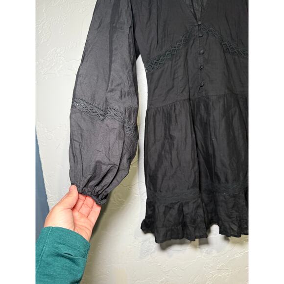 Reclaimed vintage teired long sleeve mini dress womens 2 whimsigoth witchy fairy - Picture 2 of 8